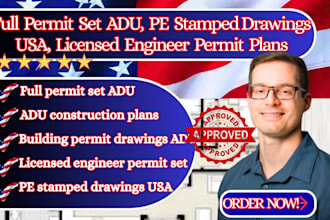 full permit set adu, pe stamped drawings USA licensed engineer permit plan