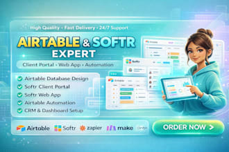 build airtable softr client portal, softr webapp, crm and automation