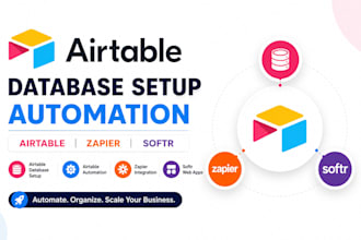 do airtable database setup, airtable expert, airtable automation, zapier, softr