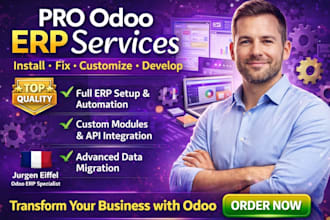 install, fix, customize and develop odoo erp modules, API integration and setup