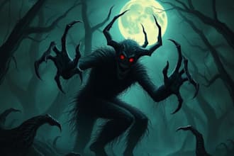 do a creepy and dark horror art illustration