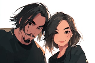 draw anime cartoon portraits simple, couples, families pfp