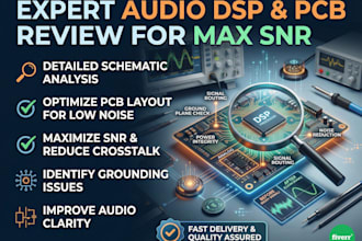 review mixed signal audio dsp circuit, schematic and pcb for snr noise reduction