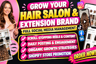 be your social media marketing manager for hair extension beauty salon
