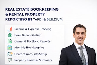 do real estate bookkeeping, rental property financial in yardi and buildium