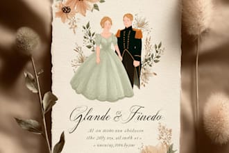 design you a romantic custom wedding invitation