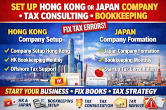 setup hong kong japan company bookkeeping tax consulting and fix errors