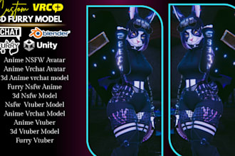 do furry vrchat avatar, vrc anime model, 3d nsfw vtuber, unity setup, animaze