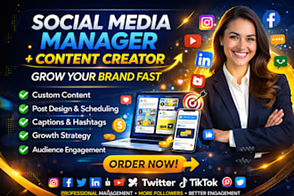 be your professional social media manager and content creator for busines
