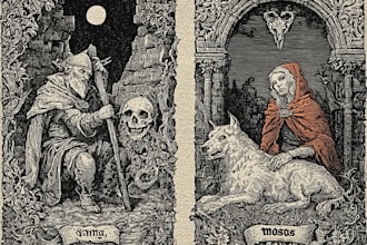 do a medieval woodcut gothic etching illustration