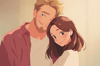 draw cool anime couple for you