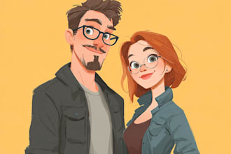 draw adorable anime chibi couple portraits for gifts
