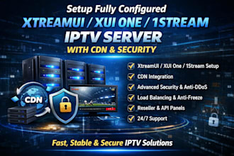 setup a fully configured xtreamui, xui one, 1stream server with cdn and security