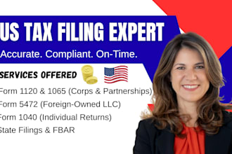 prepare US tax filings, file form 1120, 1065, 5472 and individual tax returns