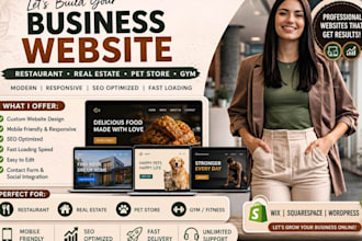 design restaurant real estate pet store gym website on wix squarespace wordpress