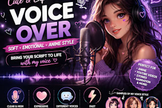 record cute, soft and emotional female voice over