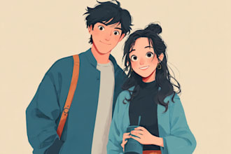 draw anime couple illustration