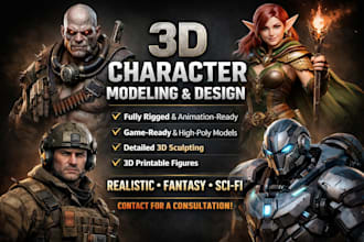 provide 3d character modeling and 3d design for realistic or stylized creations