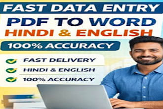 fast typist data entry PDF to word hindi and english
