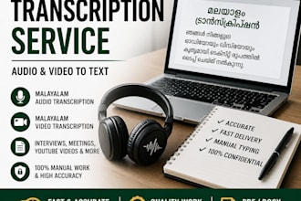 accurate malayalam audio and video transcription manually