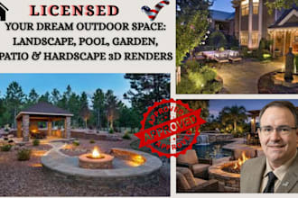 design 3d landscape, pool, patio, garden, yard and hardscape