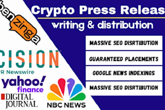 write and distribute crypto press release blockchain press release with baclinks