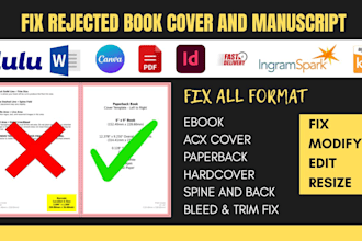fix, format, edit and resize your rejected book cover for amazon KDP in 24 hours