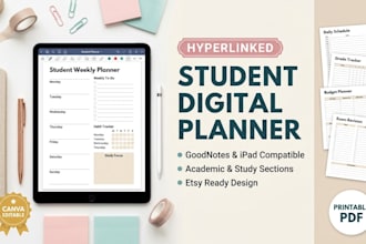 design a student digital planner for goodnotes ipad with hyperlinks
