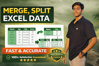 clean , format, merge, split excel data