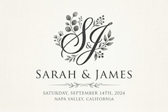 design an elegant and romantic wedding logo