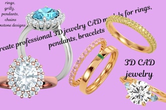 create professional 3d jewelry cad models for rings, pendants, bracelet