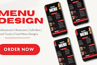 design a modern restaurant menu, cafe menu, or bar menu