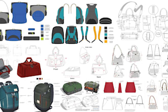 do professional bag design, handbag backpack tech packs ready for manufacturing