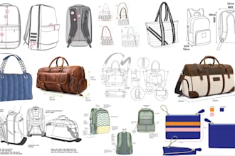 do professional bag design, handbag backpack tech packs ready for manufacturing