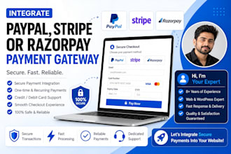 integrate paypal, stripe or razorpay payment gateway