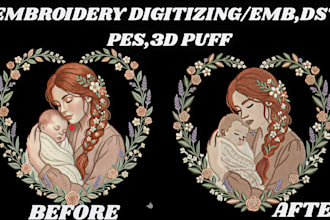convert image to embroidery digitize image design to dst for logo 3dpuff chenile