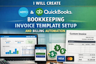 create xero quickbooks bookkeeping invoice template setup and billing automation