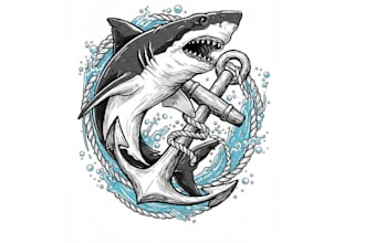 design high quality shark mascot logo with t shirt design