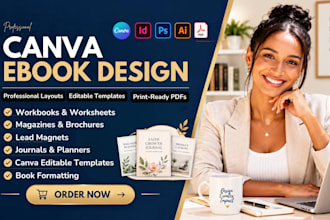 do canva ebook design, canva ebook redesign, canva journal, workbook,lead magnet