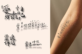 design chinese calligraphy for tattoo, gift or wall art