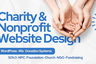 create nonprofit ngo charity website donation system fundraising  501c3 website