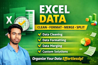 clean, format, merge, split excel data