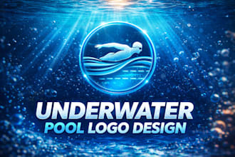 design unique underwater pool swimming pool logo for you