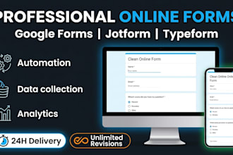 design jotform, survey form, google form, typeform with automation
