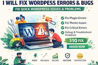 fix wordpress errors, bugs, critical issues and website problems