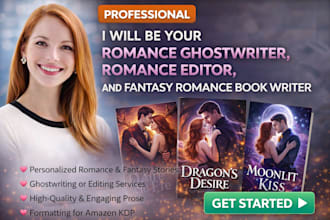 be your romance ghostwriter romance editor  fantasy writer romance ebook writer