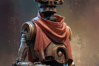 create unique cyberpunk and sci fi robot character illustrations