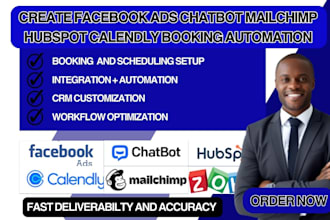 create facebook ads chatbot mailchimp hubspot calendly booking automation