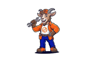 design goat mascot handyman company logo