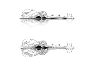 design mountain guitar skylines forearm tattoo logo